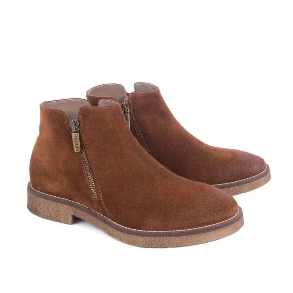 Italeau Handmade in Italy Booties Women's 10.5 Cognac Brown Foliana Waterproof